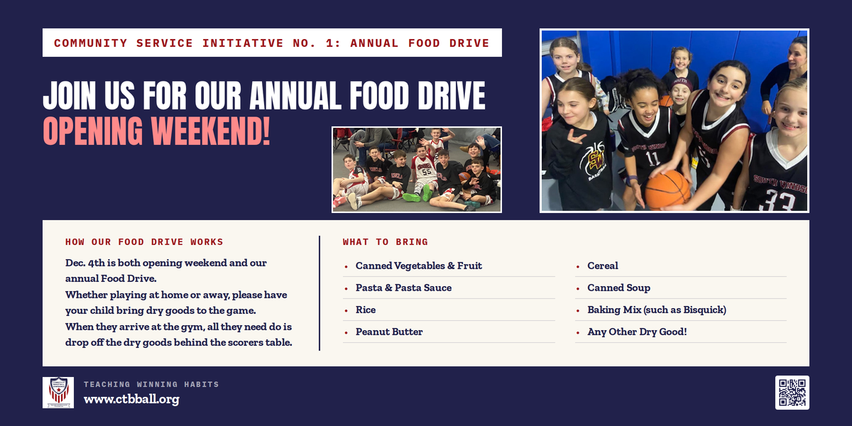 Dec. 4th: Opening Weekend & Our Annual Food Drive!